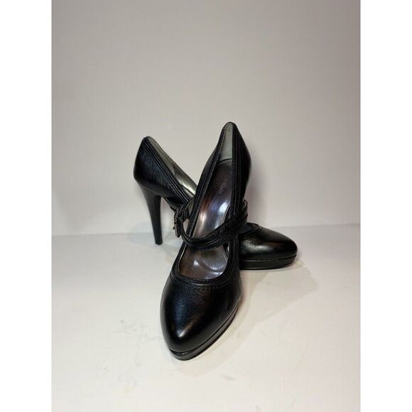 CALVIN KLEIN Shyanne Black Mary Jane Pumps Leather With Straps Women’s Size 10 - Picture 3 of 8